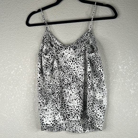Nine West Black & White Leopard Spaghetti Strap V-Neck Camisole Tank Top Size S - Picture 3 of 6